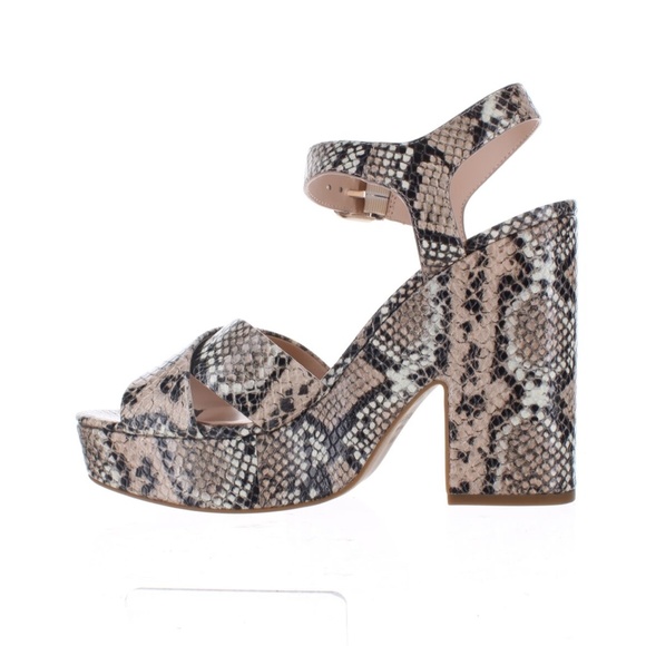 Kate Spade Grace Leather Snake Rose Nude Gray Black Animal Print Platform Sandal - Picture 7 of 14